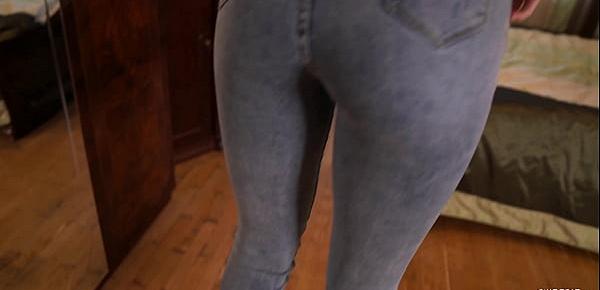  Fucked Hottie Through Hole in New Jeans and Cum in Mouth
